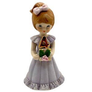 Growing Up Birthday Girls Figurine Age 4 By Enesco Bisque Porcelain Girl